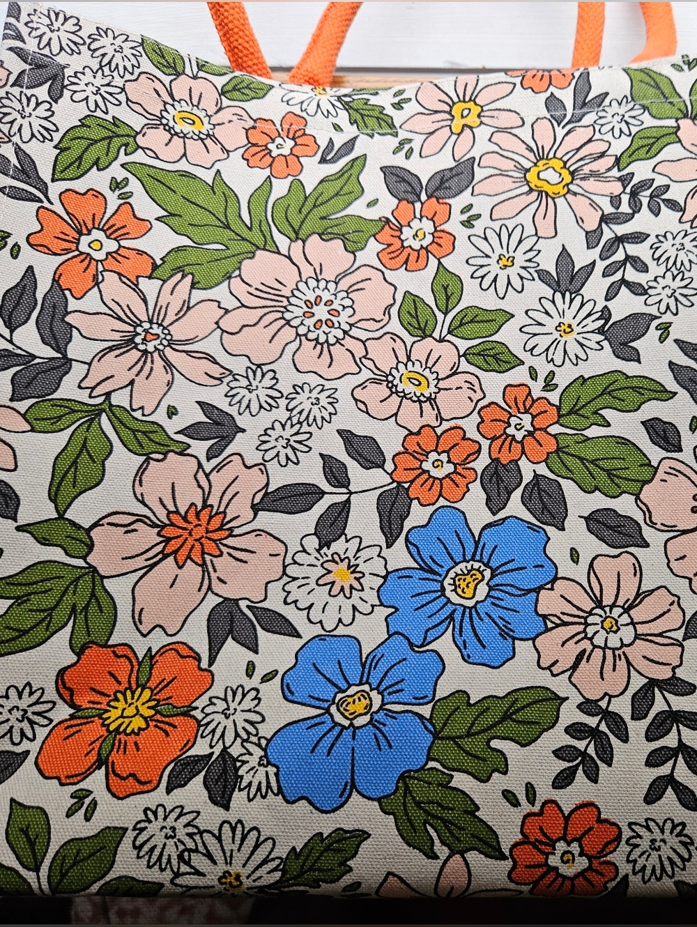 Floral Canvas Tote Bag - Multicolor